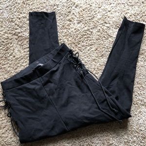 Fashion Nova Lace up Black Leggings